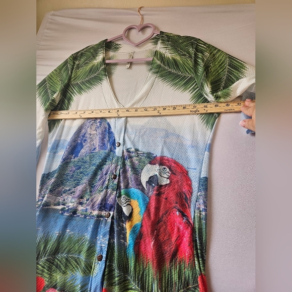 Energia Natural -Size S Tropical Print Button-Up Women's Top - Picture 3 of 6